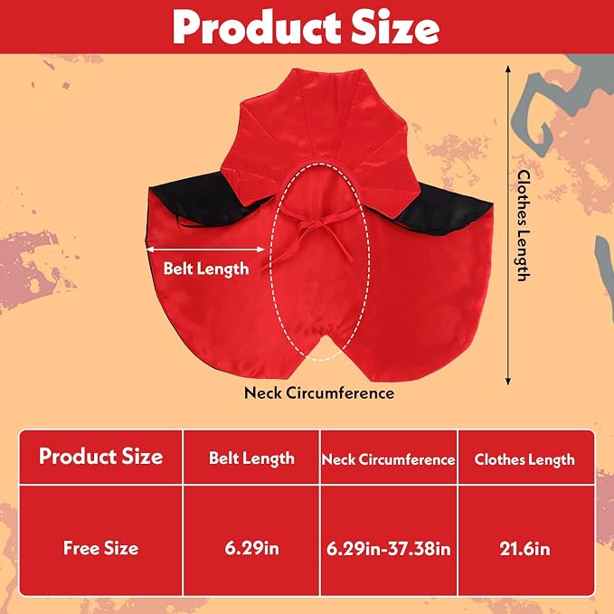 Halloween Vampire Cloak Costume,Stand-Collar Pet Cape Accessories | Wizard Outfit Costume, Witch Cosplay Apparel Supplies, for Small Medium Cats Dogs Animals, Party