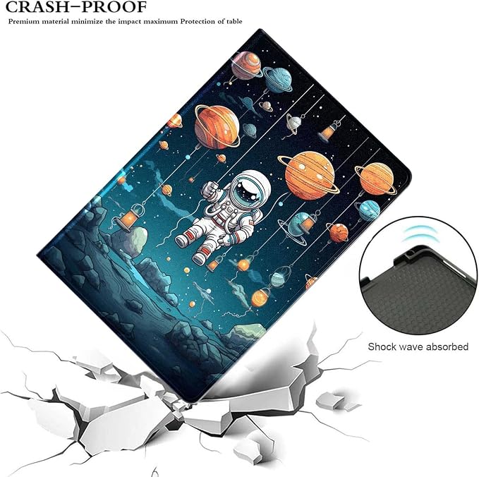 for Samsung Galaxy Tab A 10.1 Tablet Case 2016(SM-T580 T585 T587, Not for 2019 Model),Premium Leather Folio Stand Auto Wake/Sleep,Multiple Viewing Stand,Cartoon Astronaut Planet