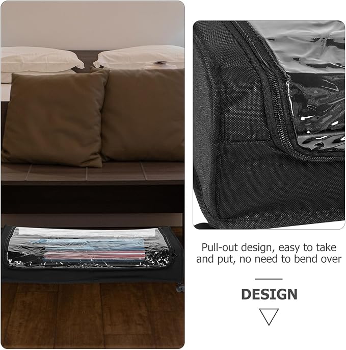 TOYANDONA Bed Storage Cart with Wheels, Metal Clothes and Drawer Organizer with Fabric Bottom Cover, Black Sliding Storage Rack for Small Bedrooms and Pet Supplies