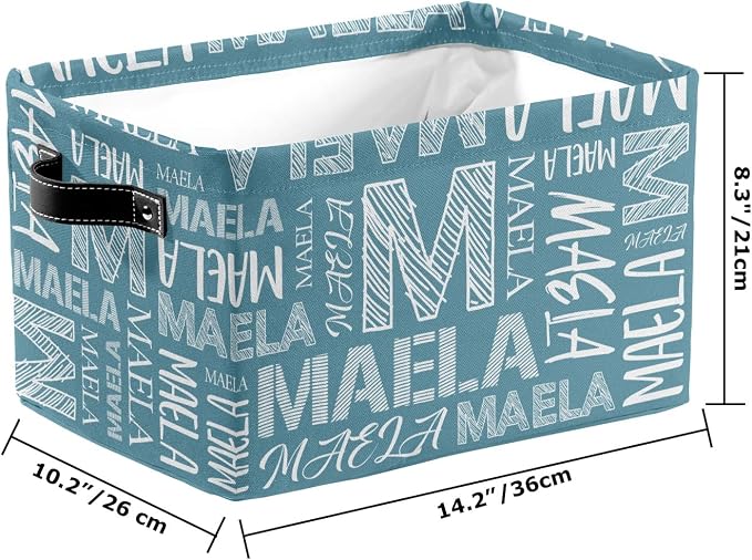 Foldable Personalized Storage Box for Boys Girls with Name Waterproof Kids Custom Storage Bin Baskets Cube Boxes Organizer with Handles for Organizing Shelf Closet, 1 Pack