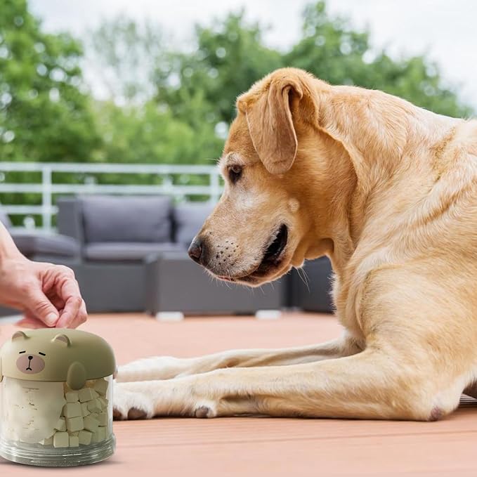 Airtight Dog Treat Container with Lid – Pet Snack Storage Jar for Countertop, 𝙈𝙤𝙞𝙨𝙩𝙪𝙧𝙚-Proof Treat Bin for Dogs & Cats, Ideal for Kitchen or Pantry Use (Beige, Mini)