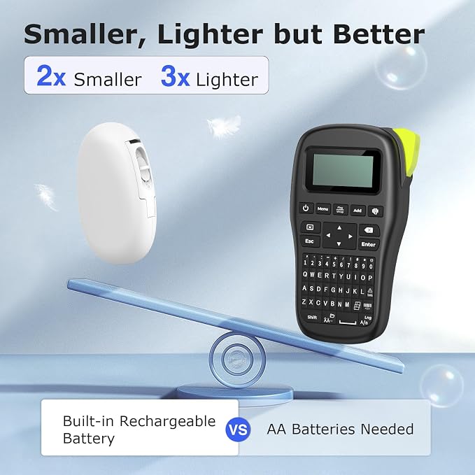 SUPVAN E10 Bluetooth Label Maker Machine with Tape, White | Fits Continuous & Die-Cut Waterproof Label, Easy App Editing, Rechargeable, Inkless, for School, Home, Kitchen, Office