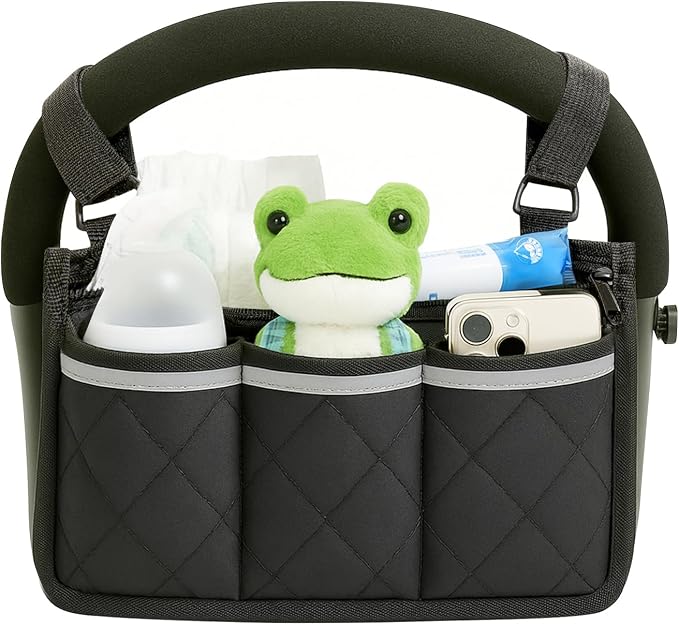 Stroller Caddy Stroller Organizer With Cup Holder, Non Slip Straps Stroller Bag for Phone, Pet Stroller Accessories,Universal Stroller Organizer,Fits Single & Double Strollers