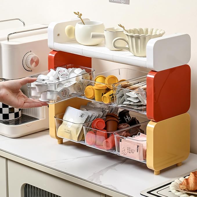 Colorful Teas Bag Organizers Shelf Teas Bag Organizers Portable Stand Rack with Easy Identification Features Home Organization
