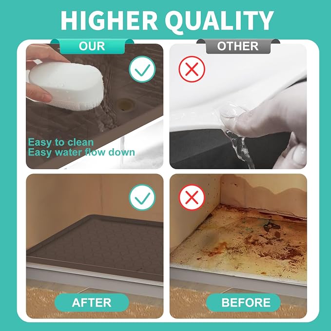 Under Sink Mat, 14"x22" Under Sink Mats for Kitchen, Silicone Waterproof Under Sink Liner, Sink Cabinet Organizer Tray with Drain Hole