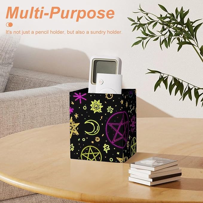 Pen Holder for Desktop Pencil Storage Organizer Goth Trippy Sun Moon Star Art Witchcraft Make Up Brush Holder Stationery Container for Home Office
