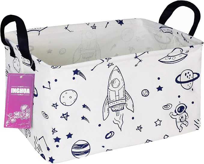 Rectangular Storage Basket Gift Bag Rec Spaceships | Gifts Bag for Books,Clothes,Gifts,Pets-Perfect for Home,Office,Nursery,Dorm,Shelf