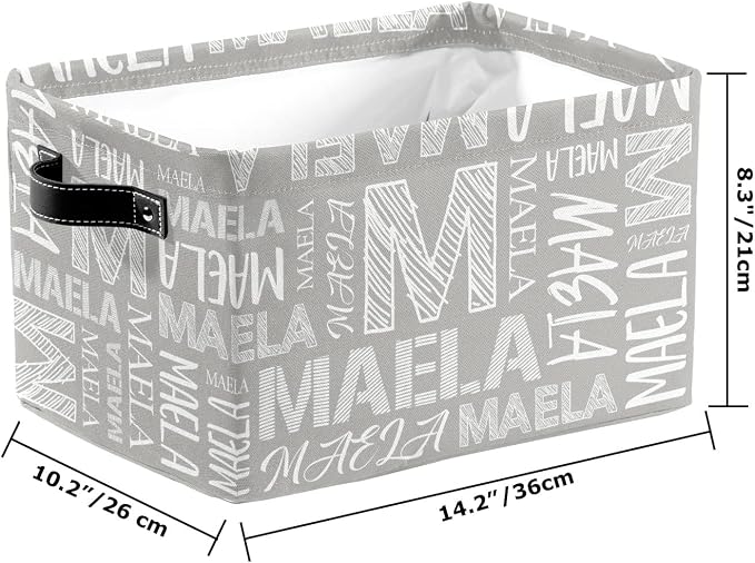 Foldable Personalized Storage Box for Boys Girls with Name Waterproof Kids Custom Storage Bin Baskets Cube Boxes Organizer with Handles for Organizing Shelf Closet, 1 Pack