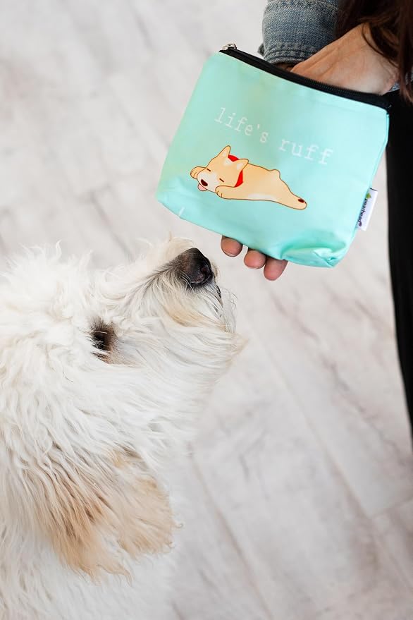 Pearhead Pet Dog Lover Canvas Zipper Pouch – “Life’s Ruff” Puppy Design Travel Organizer, Multipurpose Makeup & Accessory Bag