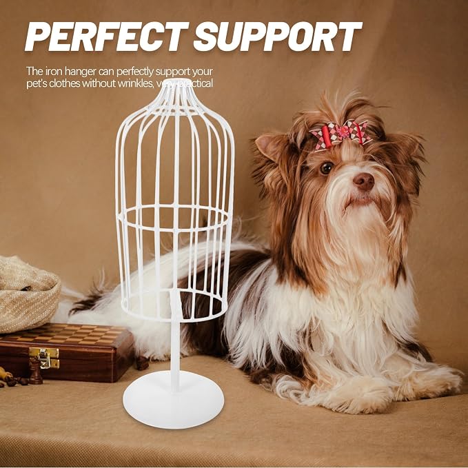 Sturdy Iron Pet Dress Mannequin Stand for Puppy and Cat Clothes Display and Pet Coat Hanging Rack White Small Clothes Organizer
