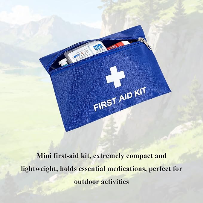 First Aid Bags Empty,Mini First Aid Pouch Empty,Mini First Aid Kit Bulk,Zipper Pouches for Emergency,Travel and Outdoor (Blue 12 Pack, 5.5 * 7.8 inch)