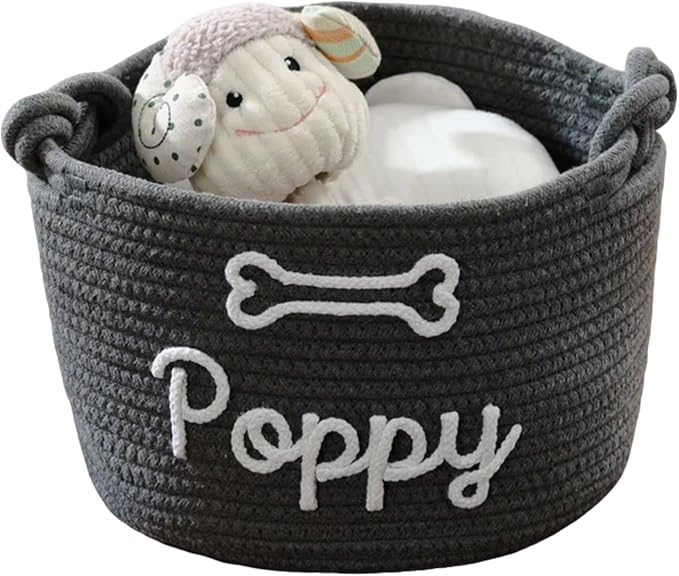 Generic PPersonalized Dog Toy Basket, Custom Cotton Rope Toy Storage Bin For Dogs & Cats, Durable & Stylish Organizer With Pet's Name For Pet Owners (Style I)