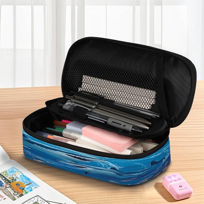 Pencil Cases Large Capacity Pen Pouch, Underwater Shark Pencil Box Organizer School Supplies for College Student Teen Adults