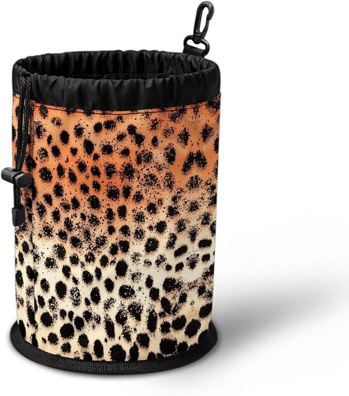 Leopard Print Clothespin Holder Bag Drawstring, Portable Laundry Peg Organizer Pouch, Storage for Clips with Hanging Feature, Ideal for Drying Rack, Camping, RV