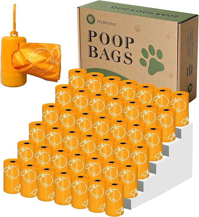 Citrus Scented Dog Poop Bags - 42 Rolls 630 counts Leak Proof | Extra Large 13x9 Inch Orange Dog poop bags rolls with Dispensers, Fragrance Bags for Dogs Walking and Cat Litter