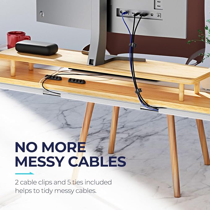 Delamu 2 Pack Safe 15.7in Tidy Cable Management Solution, Protect Kids Pets with Home Office Cable Management Under Desk, Cable Organizer, Cable Management Kit, Cord Organizer for Desk, White