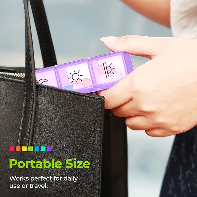 AUVON Large Moisture-Proof Weekly Pill Organizer 4 Times a Day, BPA-Free | 7 Day Pill Box Case with Portable Design for Travel, Removable Individual Containers Hold Vitamins, Supplements, Medications
