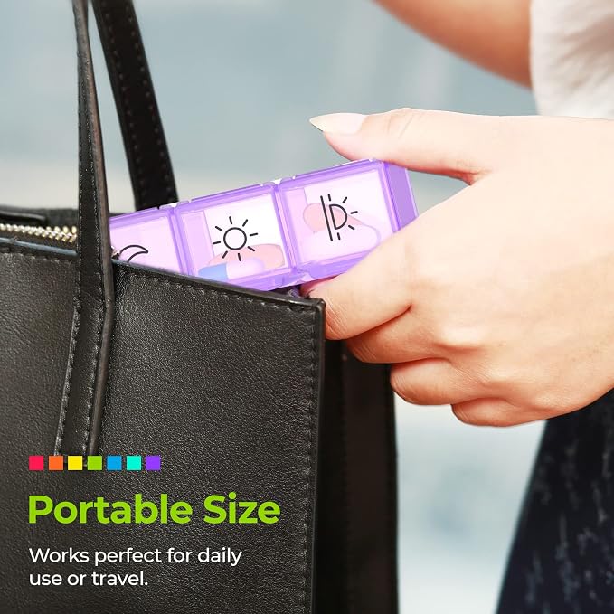 AUVON Large Moisture-Proof Weekly Pill Organizer 4 Times a Day, BPA-Free | 7 Day Pill Box Case with Portable Design for Travel, Removable Individual Containers Hold Vitamins, Supplements, Medications