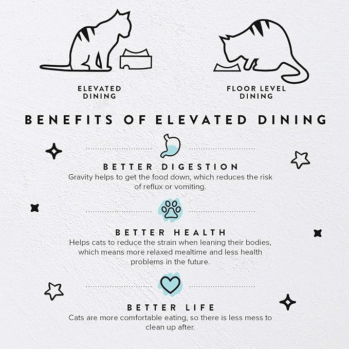 CatGuru Food Table for Cat Bowls, Elevated Feeding Station for Cat Food Bowl, Raised Stand for Pet Food and Water Bowls, Pet Feeder for Indoor Cats, Stress Free Stand for Pet Dishes or Plates (Aruba)