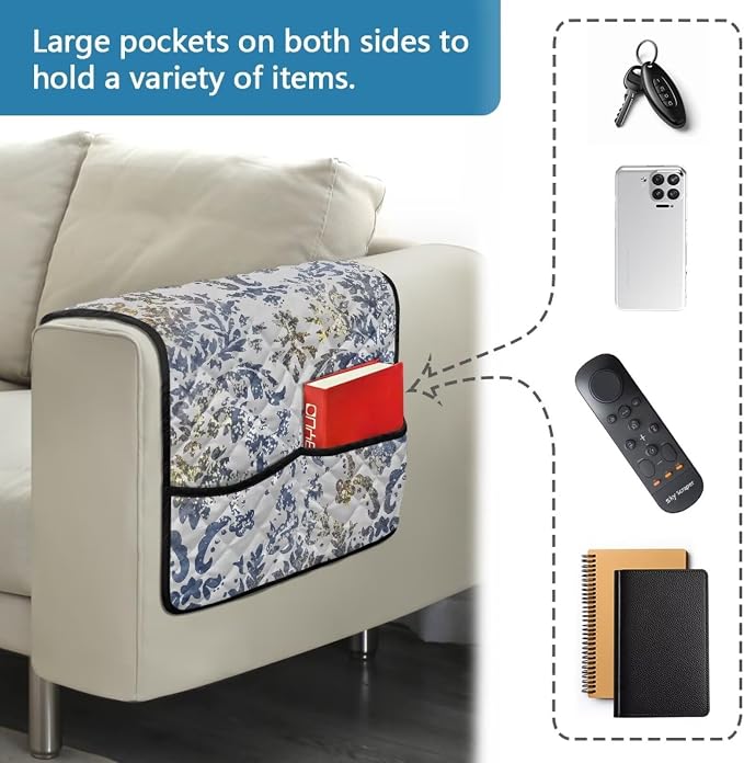 Sofa Arm Rest Cover Armrest Covers for Living Room Loveseat Couch Recliner Armchair Slipcover Sofa Arm Protector for Pets with Organizer Pockets Tie-Dye