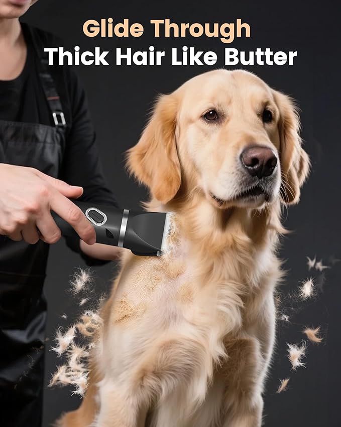 PAPMINI 4 in 1 Dog Grooming Kit for Thick Hair, 2000mAh Heavy Duty Dog Clippers for Grooming, 2-Speed Low Noise Paw Trimmer with Nail Grinder for Body, Paws, Nail, Face, Ears, Legs