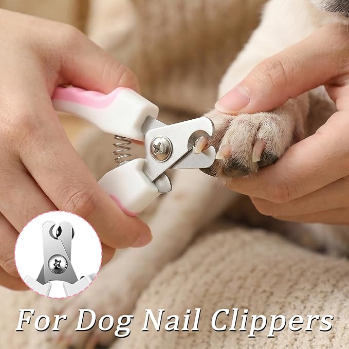 4 PCS Professional Pet Claws Nail Clipper Trimmers, Dogs and Cats Grooming Tools, Metal Dog Comb for Small, Medium and Large Breeds, Cats, Rabbits, Guinea Pigs with Safety Guard to Avoid Over Cutting
