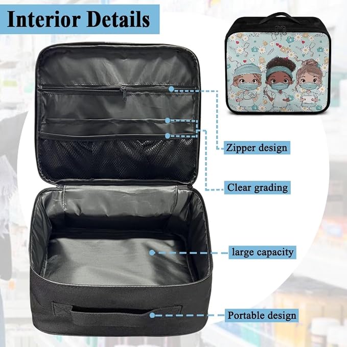 Empty First Aid Bag Nurse Blue Medical Bag Empty Large Capacity for Home Office and Travel Use Lightweight Washable Soft Fabric Organizational Pouch for Emergencies