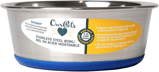 OurPet's DuraPet Premium Dishwasher Safe Stainless Steel Dog Bowl for Food or Water [Multiple Sizes for Small to Large Dogs] in Traditional or Wide Base Design - 2.25 Cup