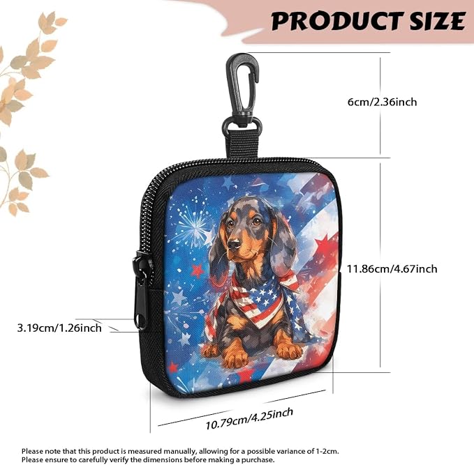 American Flag Dog Treat Pouch Dog Training Reward Pouch with Carabiner Small Dogs Treat Bag Pet Food Bags Zipper Closure to Avoid Spilling 4th of July 2026 Theme