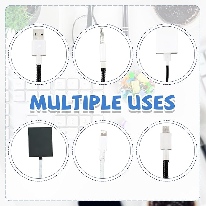 Friends 10 Pcs Cord Protectors from Pets No Chew 43.3'',Black White | Spiral Cable Protector, Phone Charger Cover, Data Cable Protective Sleeve Chew Proof, USB Wire Cover Stylish, Cat Dog Rabbit