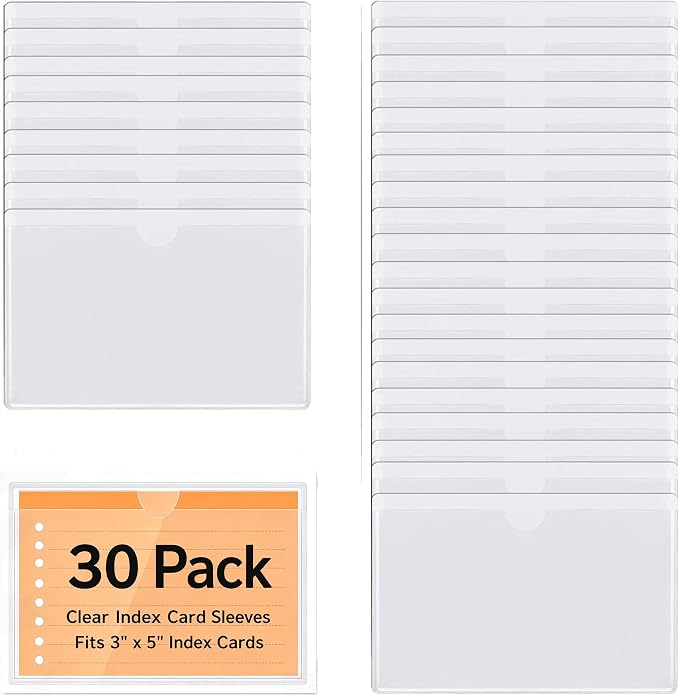 Self Adhesive Business Card Pockets, Clear Label Holders, 3.7x5.3",30pcs | Waterproof Label for Storage Bins, Name Card Protector with Inserts for Cabinet,Supermarket,Bookself,Mailbox,Tag