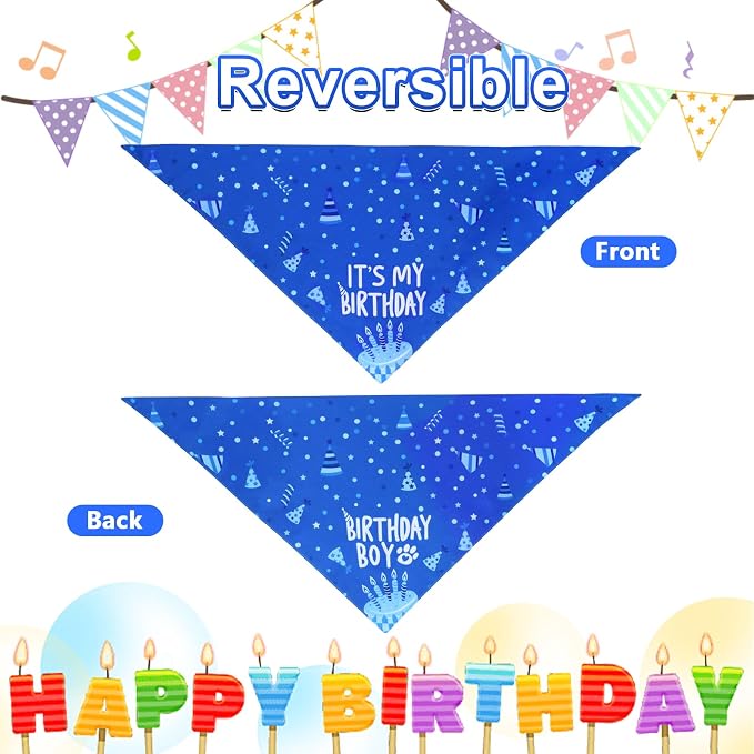 Blue Dog Birthday Party Supplies with Hat Bandana Numbers | Dog Birthday Set for Small Boy Pets Puppy Cats