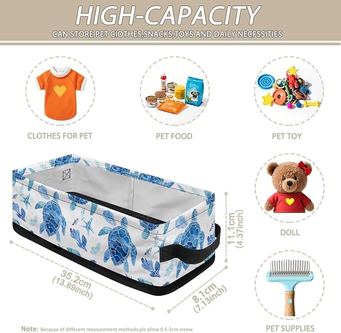Sea Turtle Toilet Paper Basket,Bathroom Basket Decorative Shelf Bin Organizer for Toilet Tank Topper Countertop Shelves, Decor for Bedroom Living Room
