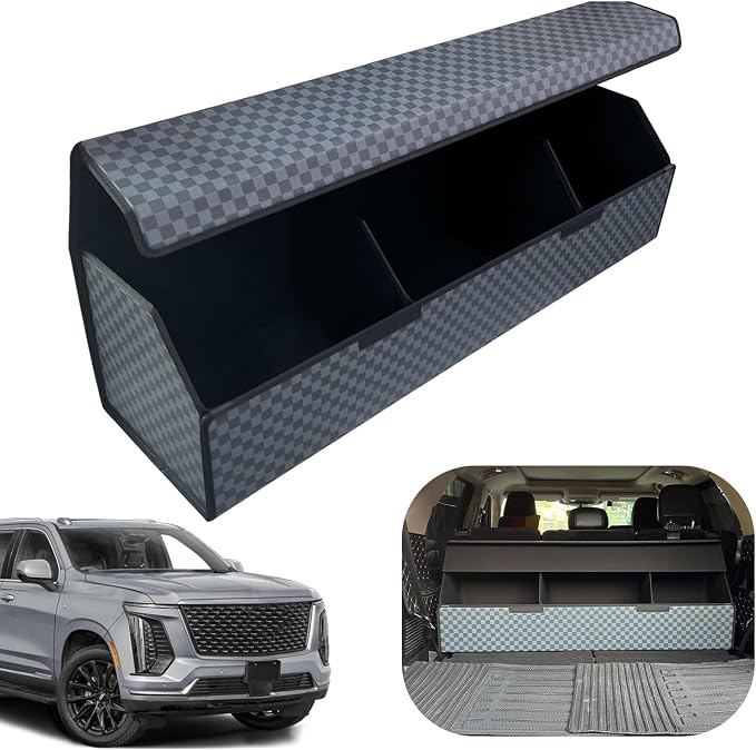 Car Trunk Organizer for For Cadillac Escalade - Custom Fit,Large Space Outdoor Trunk Organizer with Leather,Hook and Loop Fastener,4-Layer Cover,For Cadillac Escalade 2021-2025