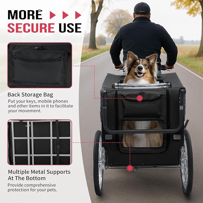 Ktaxon 2-in-1 Pet Bike Trailer, Heavy Duty 132lbs Load Capacity Foldable
