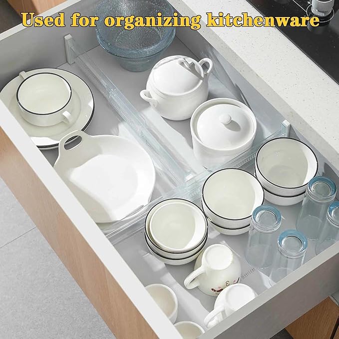 12Pcs Drawer Dividers for Clothes,3.15" High 11.34"-19.69" clear | Adjustable Expandable Dresser Drawer Organizer, Clear Plastic Separators for Dresser, Baby Clothing