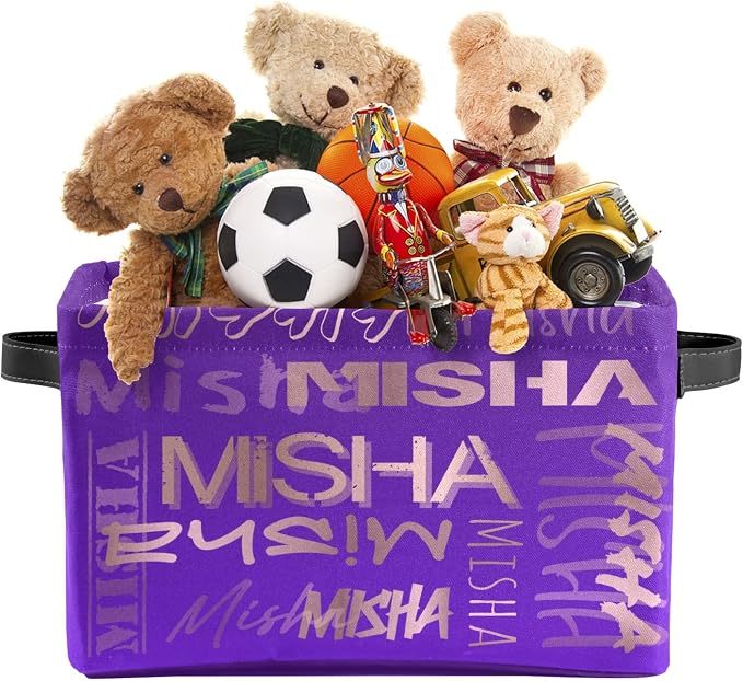Personalized Storage Bins with Name Custom Kids Storage Basket Cubes Organizer with Handles for Organizing Boys and Girls Toys Shelf Closet Nursery Baskets Boxes, 1 Pack