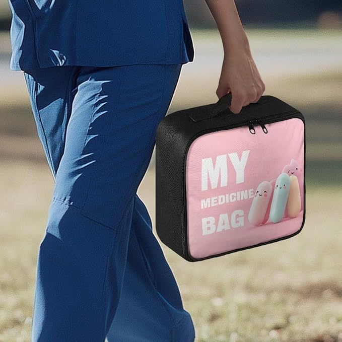 First Aid Kit Bag Empty Pink Color-Coded Emergency Medical Pouch for Hospitals Schools and Home Use Constructed with Tear-Resistant Fabric