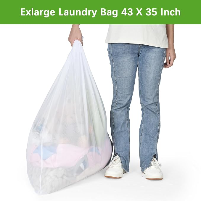 OTraki 2 Pack Extra Large Laundry Mesh Bag 43 x 35 Inch Mesh Laundry Bag Zippered Big Net Bag for Blanket Sweater Coat Bedding Sheet in Home Dorm Hotel Don't Drying, Melting 140-176℉, White | Zippered Big Net Bag for Blanket Sweater Coat Bedding Sheet ...