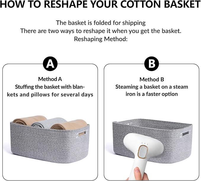 MiniArk Large Storage Baskets for Organizing, 17 x 13 x 7.5” Closet Shelf Baskets for Clothes Blanket Towels, Baby Nursery, Toy Bins Box, Woven Rope Baskets, 4 Packs Mixed Grey
