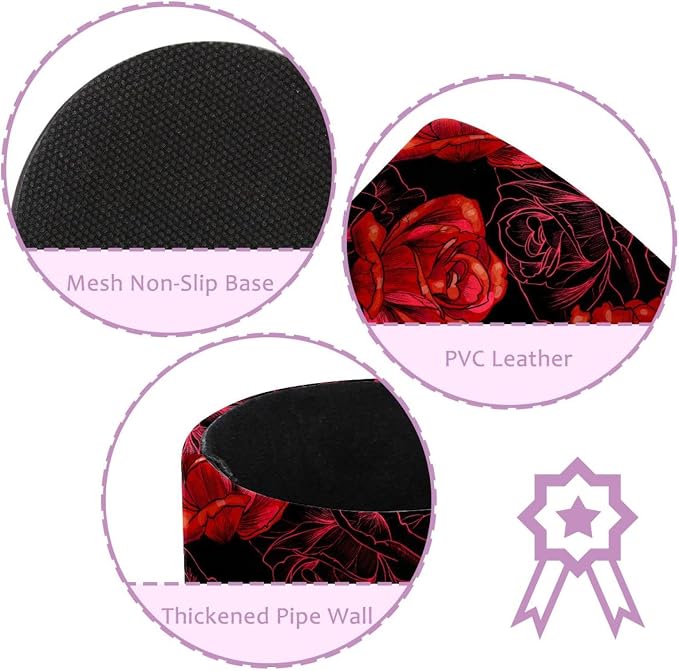 Pen Holder Red Blooming Rose Flowers Black Pencil Holder for Desk Makeup Organizer Office Supplies for Home,Kids and School