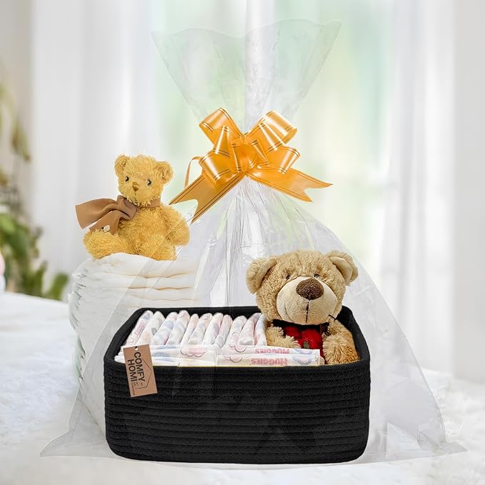 COMFY HOMI 11.5"x7.5"x4.7" Storage Baskets for Organizing | Cotton Rope Woven Basket | Toy Storage Bin Box | Basket for Shelves, Closet Organizer Bin, Decorative Closet Shelf, 3 Pack,