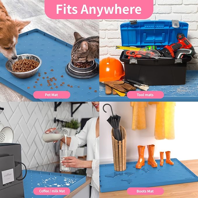 Sdpeia Under Sink Mat 22"×19" Waterproof Silicone Cabinet Liner & Sink Protector for Kitchen & Bathroom, Multi-Purpose Organizers Tray for Pets, Laundry, Cat Litter Mat