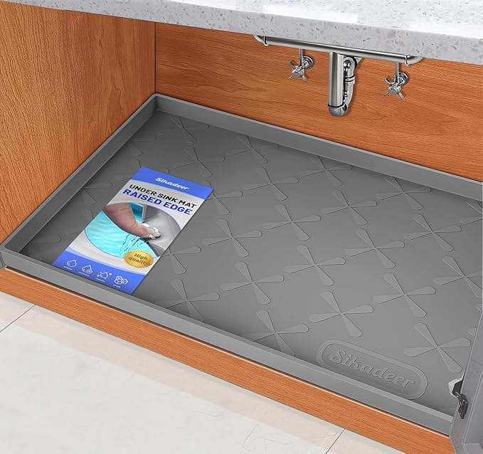 34" x 19" Under Sink Mat Waterproof , Silicone Mat Kitchen Drawer Shelf and Cabinet Liner, Sink Protector for Bathroom Organizers and Storage, Boot Tray Pet Food Mats | Heavy Duty Deep Drip Tray, Extra Thick Non Slip Liner for Kitchen & Bathroom, Pets,...