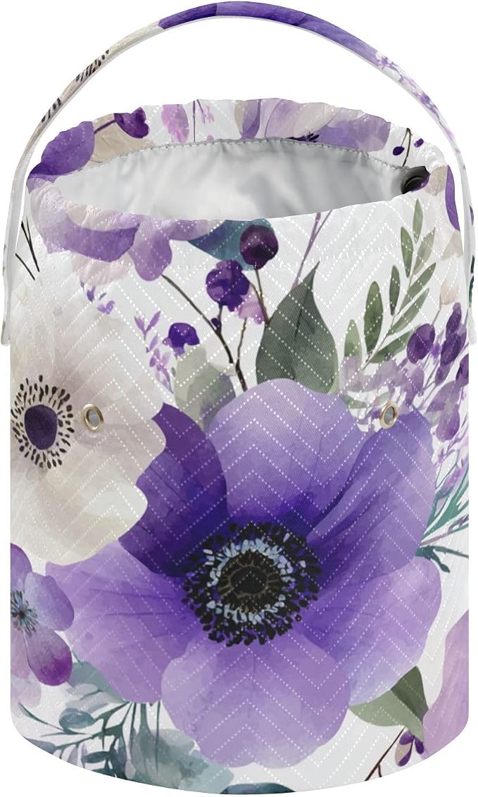 Tatenale Crochet Bag Yarn Bag Knitting Project Bag with Pockets and Handle Portable Yarn Storage Organizer Tangle Free 8.3x11 InchBlue and White Silver Lotus Flowers and Berries20