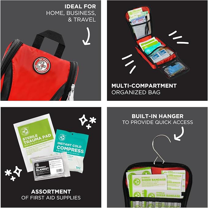 Be Smart Get Prepared 330 Pc First Aid Kit Car Home Office Outdoor in a Bag