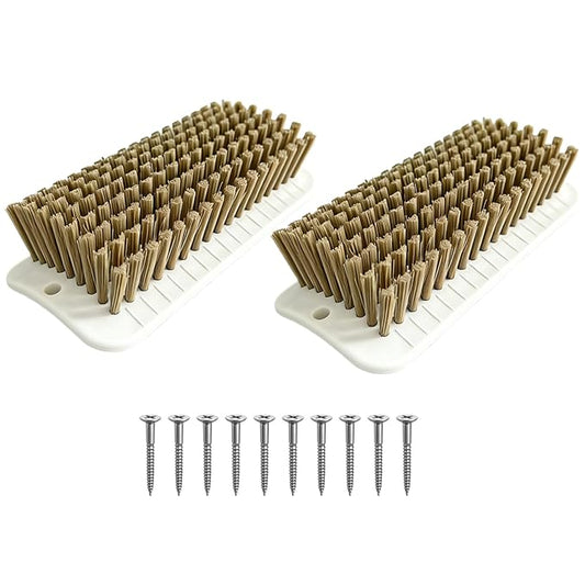 Pigs Self Cleaning Slicker Brushes -2 Pack Grooming and Scratch Brush for Mini Pigs, Rice Root Brush for Enrichment, Includes 10 Mounting Screws