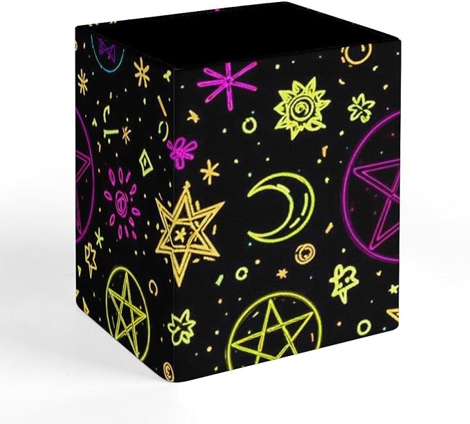Pen Holder for Desktop Pencil Storage Organizer Goth Trippy Sun Moon Star Art Witchcraft Make Up Brush Holder Stationery Container for Home Office