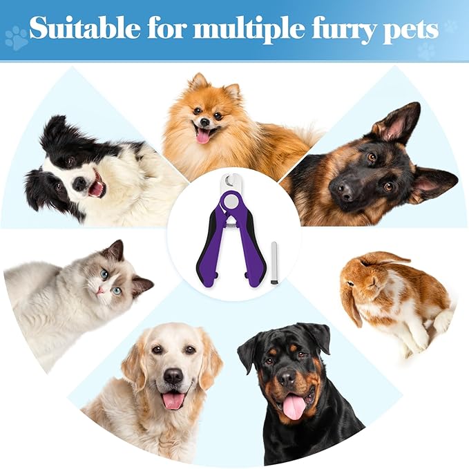 Swihauk Heavy Duty Dog Nail Clippers and Trimmers, Professional Pet Nail Clippers with Nail File for Dogs Cats Small Animal, Claw Clippers with Safety Guard to Prevent Over-Cutting, Purple