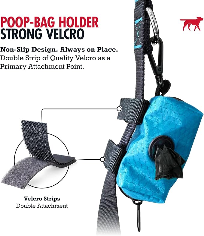 Tuff Pupper Dog Poop Bag Holder | Works with Any Dog Leash | Zippered Waste Bag Dispenser | Waterproof with Rust-Proof Clip | Convenient Lightweight Design | Includes 2 Rolls of Leak-Proof Bags